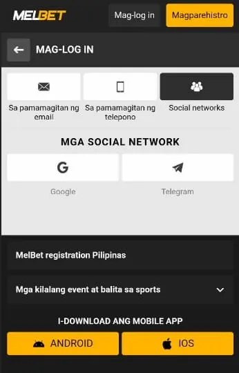 Login via social media